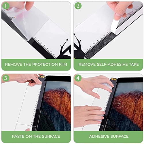 Image of Memo Board for Computer Monitor - 2Pcs Transparent Acrylic Side Panels with Owl Design, Sticky Note Organizer for Desk, Reminder Board and Phone Holder for Home and Office Use