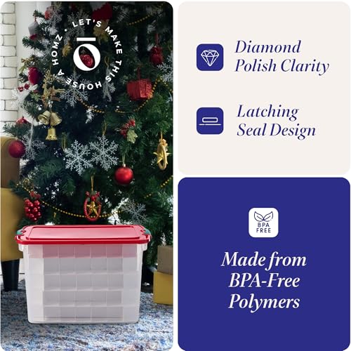 HOMZ 112-Quart Stackable Ornament Storage Containers with Lids, 2 Pack
