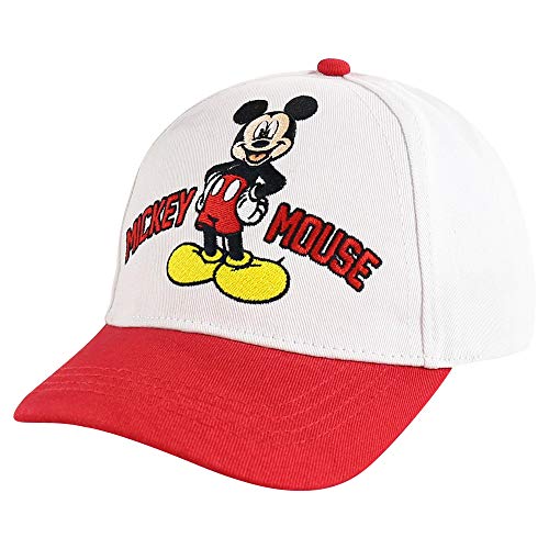 Disney Boys Baseball Cap Mickey Mouse Adjustable Toddler Hat Ages 2-4 White/Red