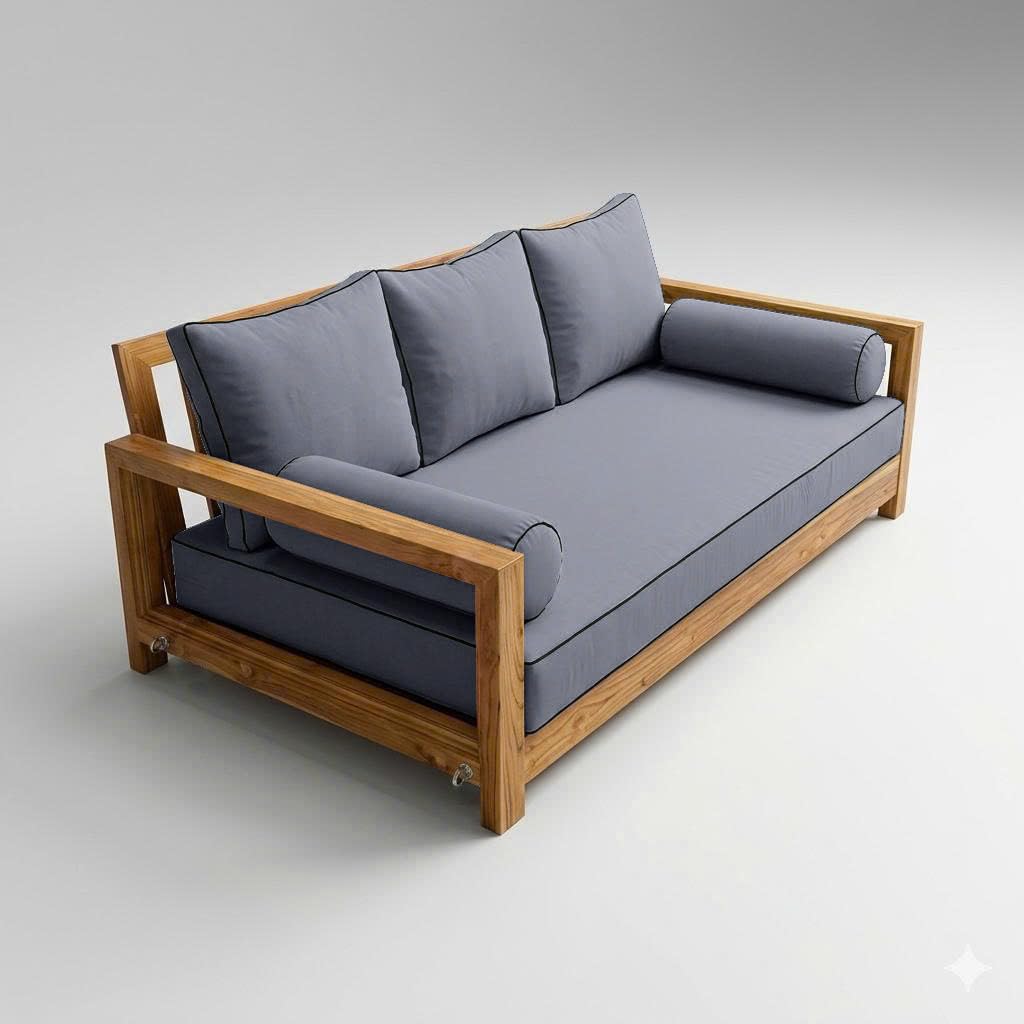 Prolinemax Style 3 - Mattress & Pillow Bolster Cushion for Outdoor Indoor Daybed Porch Swing Bed Contrast Trim Crib Size AD001 | Covers ONLY |