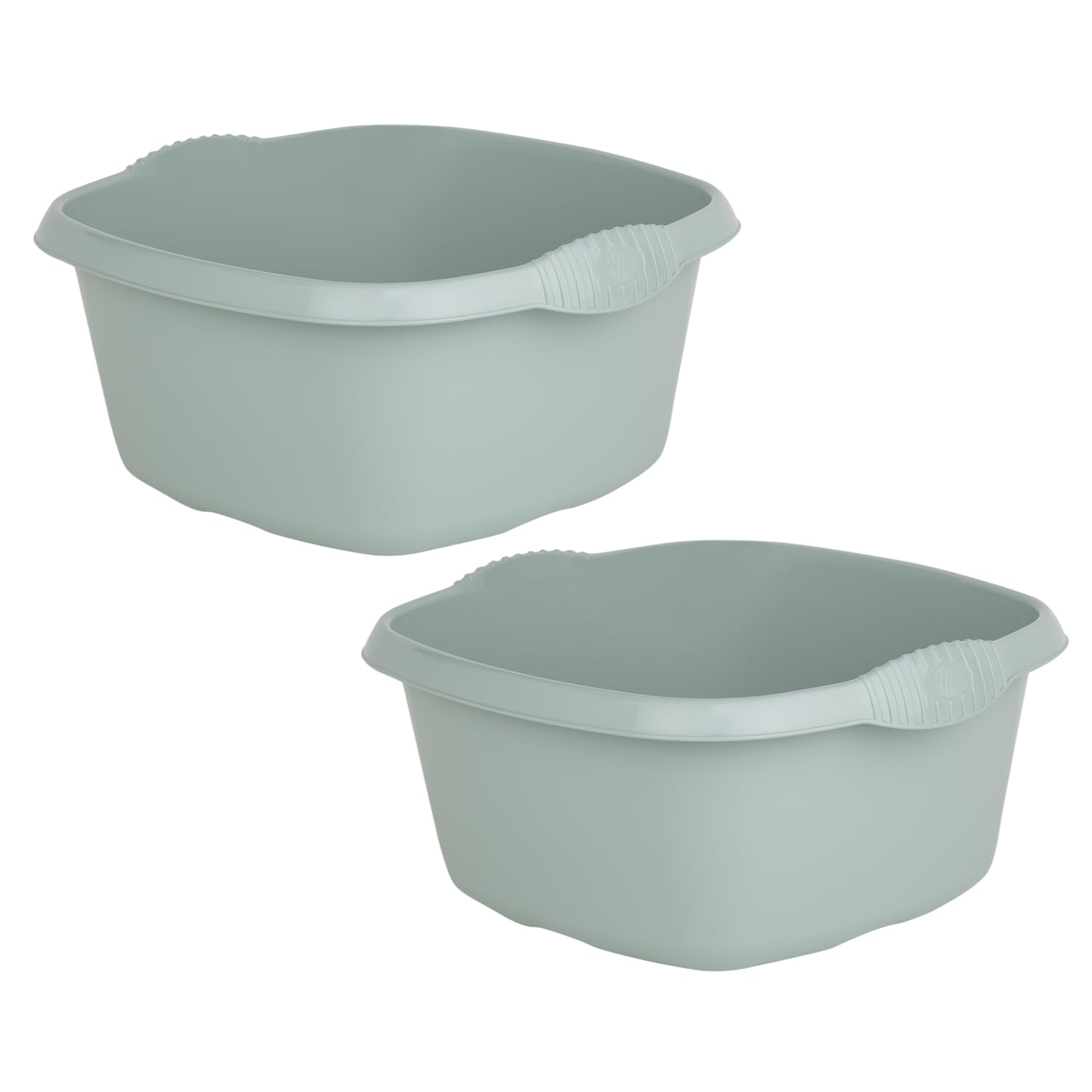 Set of 2 – Silver Sage 9L Litre Square Washing Up Bowl With Integral handles 32cm Perfect for Kitchen Sink, Basin Use Strong And Durable Easy to Use Bowl High Grade Plastic 32cm x 32cm x 15cm
