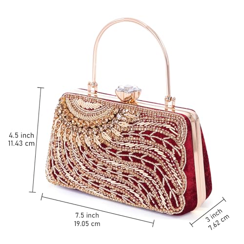 Image of SEA MOUNT Handicraft Hand Embroidered Box Clutch sling Bag Purse for Bridal, Casual, Wedding Bag for Women & Girls