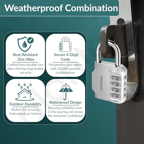 Image of Plantex 4 Digit Combination Number Metal Lock /Zinc Alloy Locks for Luggage /Locks for Travel Bags for Luggage /Locks for Cabin Luggage /Travel Essentials - Pack of 2 (Silver)