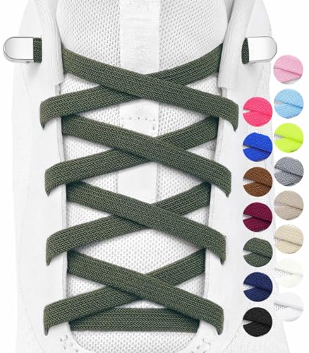 Stepace 2 Paar Elastische Schnürsenkel für Kinder und Erwachsene Sportschuhe Sneaker flache Schuhbänder elastische ohne binden Armeegrün 120 Stepace 2 Paar Elastische Schnürsenkel für Kinder und Erwachsene Sportschuhe Sneaker flache Schuhbänder elastische ohne binden Armeegrün 120