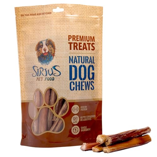 Sirius Natural 15cm - 6 Standard Pizzle Sticks for Dogs (10 Pack) - Odour Free Bully Sticks | Long Lasting Natural Dog Chews | Grain Free Dental Treats for Puppies & Adults