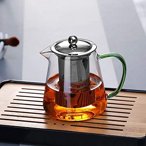 Dzbanek do herbaty ze szkła borokrzemianowego, okrągły, odporny na ciepło, z zaparzaczem do herbaty, mlekiem, herbatą Oolong, 750 ml.