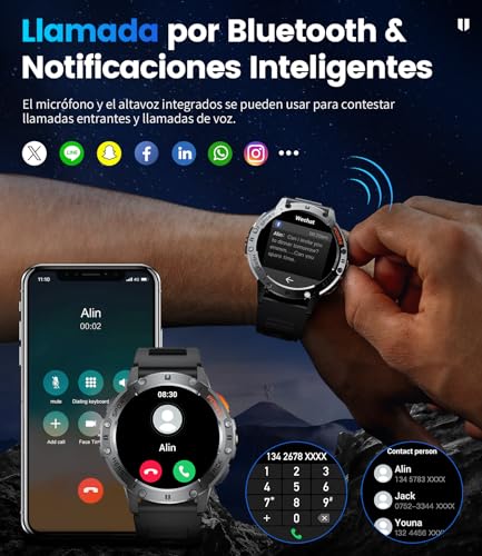 Reloj Inteligente para Hombre con 3 Correas, 600mAh Batería Larga Duración, Llamada, Impermeable IP68, 1.43» AMOLED Pantalla, 120+ Modos Deportivos Frecuencia Cardíaca Android iOS Smartwatch - Imagen 3