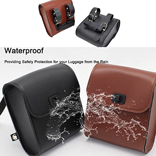 Bolsa para Manillar de Moto Mini de Cuero PU Marrón miniatura 2