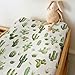 Watercolor Cactus Baby Changing Pad Covers for Boy Girl Green Cactus Leaves Fitted Change Table Covers Mats Wild West Desert Plant Soft Diaper Changing Pad Sheets for 32''×16'' Contoured Pad