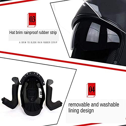 Casco Moto Integrale, Casco Moto con Visiera Parasole a Doppio Strato, Casco Moto da Corsa Integrale omologato ECE/DOT per Adulto Uomo Donna C,M-57-58CM