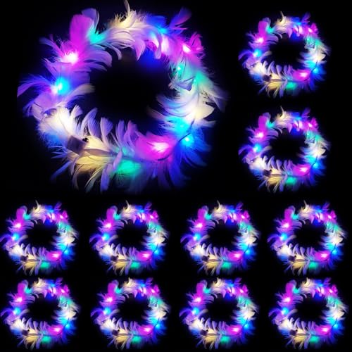 YOUYIKE 10 pezzi corona fiori LED, per capelli, donne e bambini, per festeggiamenti Natale, compleanno, Halloween, carnevale