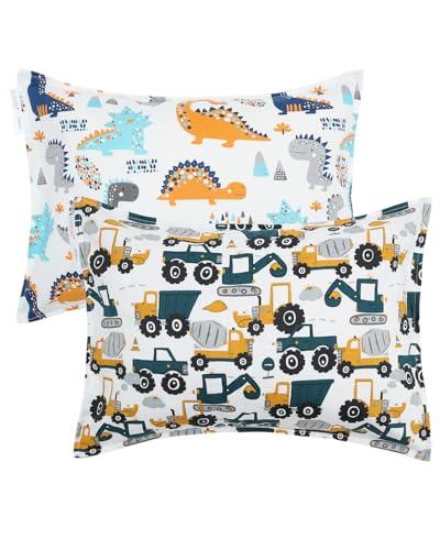 Image of ALVABABY Toddler Pillowcases 2 Pack Organic Cotton Kids Pillow Cover Fit 13"x 18" or 12"x16" Envelope for Girl Boy Sleepy Travel