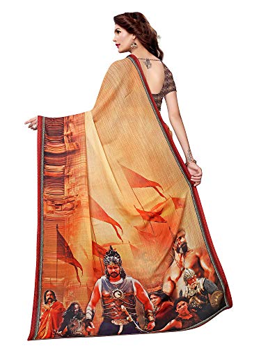 Image of AKHILAM Women's Bahubali Digital Printed Art Silk Saree with Blouse Piece (BHBLI Parent)