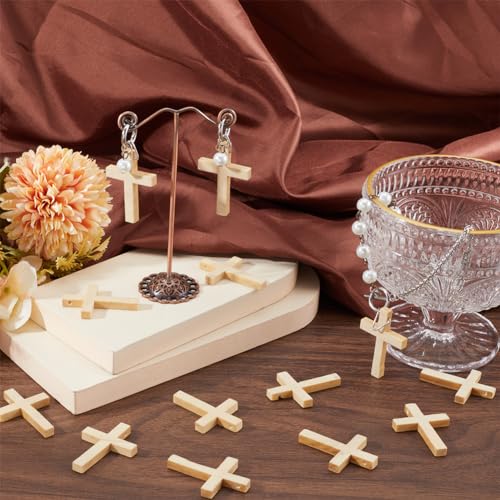 SUNNYCLUE 50Pcs Wood Cross Beads Easter Crosses Beads Large Wooden Crosses Center Crucifix Holiday Beading for Bead Assortments Easter Necklace Earring Crafting Supplies Women Accessories - Image 4