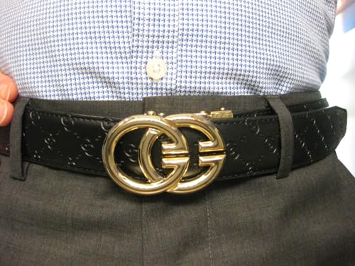 Mens Belt Leather Ratchet Belt For Men Dress and Casual Pants 1 3/8" with Adjustable Buckle, Trim to Fit(Suitable for size 28"-38" waist)2