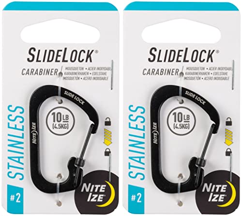 Nite Ize SlideLock 1.8 in. Dia. Stainless Steel Black Carabiner Key Holder