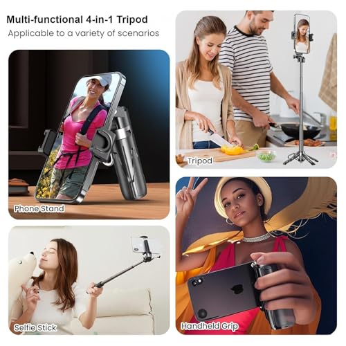 Image of 2025 Stainless Steel P15 MINI Pocket Monopod Retractable Selfie Stick Tripod with Wireless Shutter with Keychain Pocket Size,3 in 1 Mini Phone Grip 2 Cold Shoe,10M /393.7'' Wireless Shutter (P15)