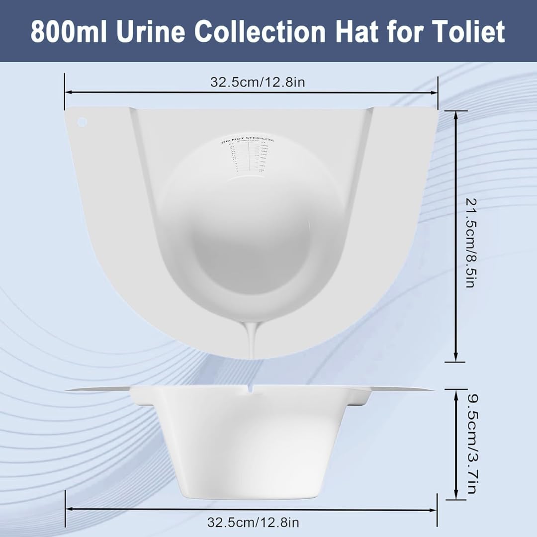 Contenitore per campioni – Cappello riutilizzabile per raccolta di urine, 800 ml, graduato, con beccuccio per WC, sgabello e raccolta di campioni di vomito, contenitore per campioni medici (1 pz)