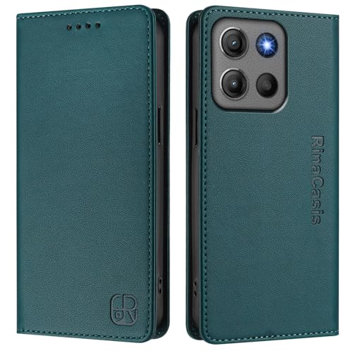 Custodia a portafoglio pelle compatibile con Moto G15 Power Premium custodia a per MOTO G15 verde scuro