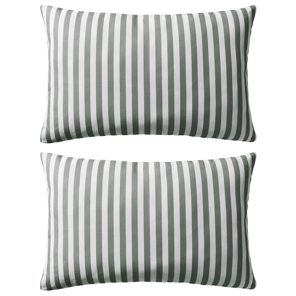 vidaXL 2X Cuscini da Esterno Guanciali Decorativi da Giardino Robusti Resistenti Sedie Divani con Cerniera in Poliestere Stampa a Righe 60x40 cm Grigi