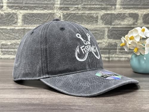 Image of Fishing Baseball Cap for Men Women, Adjustable Embroidered Fish Hat | Fishing Gear, Outdoor Adventure Design, Precision Embroidery Craft, One Size Adjustable Fit