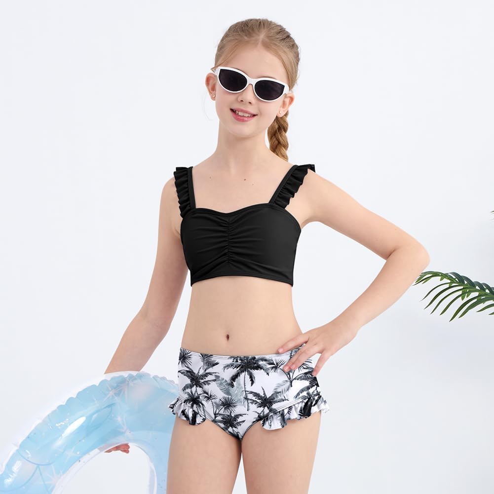 Patgoal Teen Girls 3 Pieces Bikini Bathing Suit with Rash Guard Pants Quick Dry Swimwear Cover-Up Sets Kids Tankini Set 9-16Y - Image 6