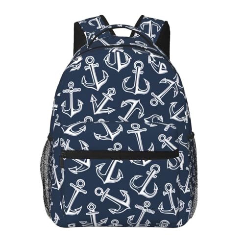 Anchor Pattern Lightweight Backpack Travel Casual Bags for Women or Men 15.7 Inches