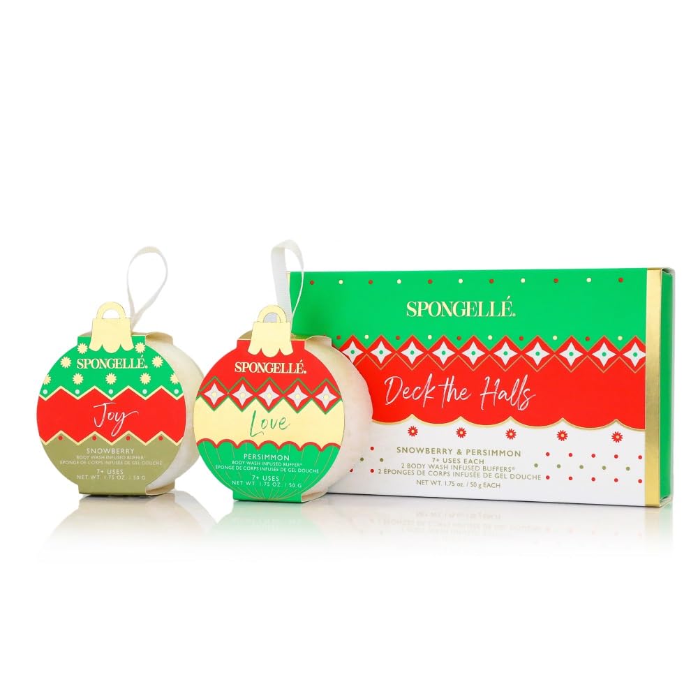 SPONGELLÉ Holiday Ornaments Gift Set Infused Buffers, Multicolor