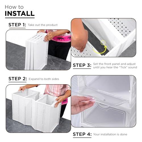 Image of Senego by Trendy Home Shoe Rack (3-Layer) Foldable Sneakers Box, Collapsible Storage Organizer for Shoe, Slippers and Books, Storage Rack for Living Room, Multipurpose Cabinet Organizer (White)
