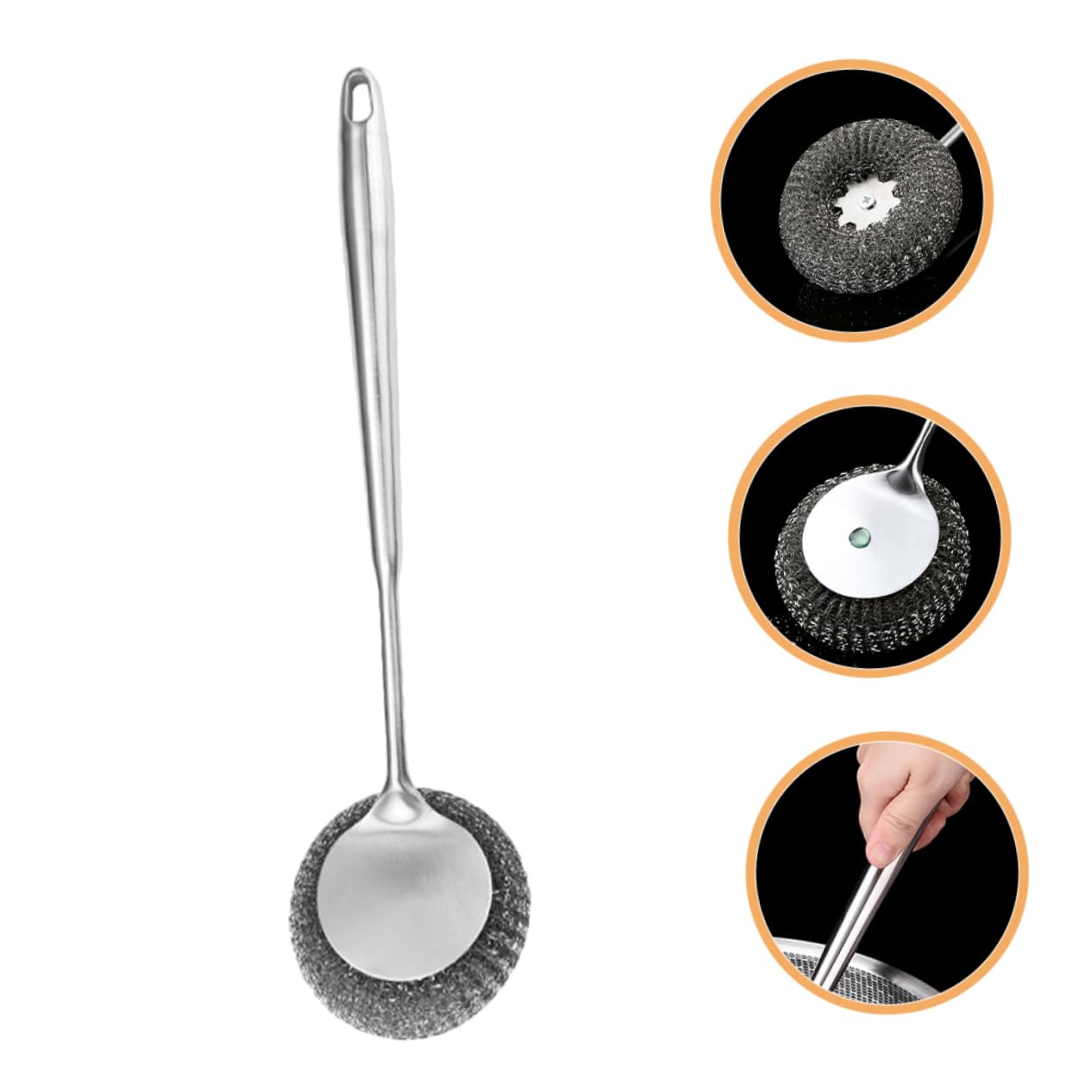 IMIKEYA 2 Pz spazzola per pentole in acciaio inossidabile scrub per la pulizia spazzola per piatti da cucina spazzola lavapiatti per il lavaggio dei piatti acciaio inossidabile 304 Silver