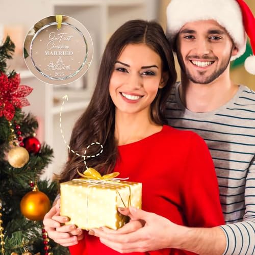 Verlovingsornamenten voor koppels 2025 - glazen kerstversieringen, kerstboomdecoraties, verlovingsgeschenken voor vrouwen mannen die pas verloofd zijn - Afbeelding 6