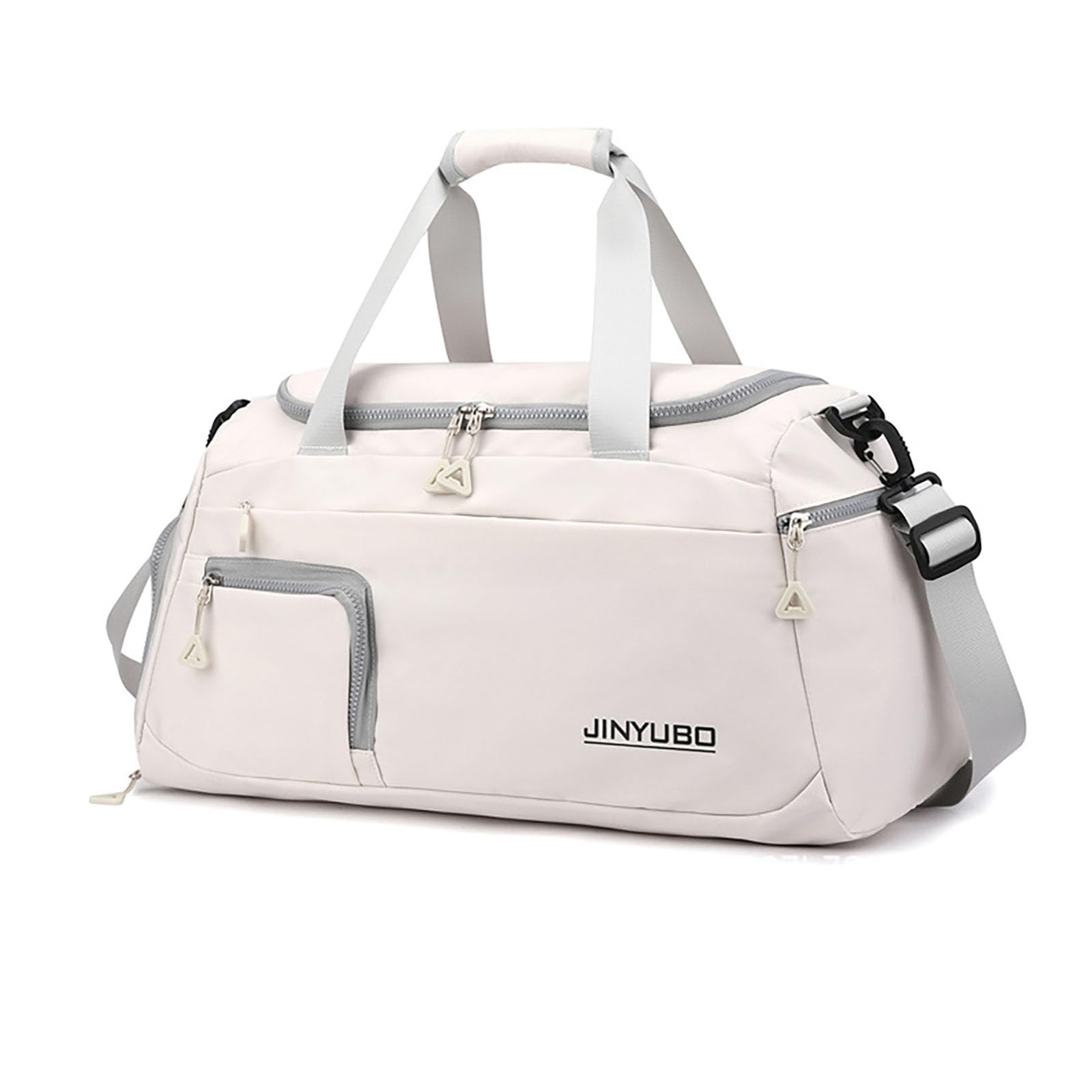 Weekender Overnight Bag Travel Duffel Bag with Independent Shoe Compartment Carry On Sports Tote Gym Bag for Women Men (Beige)