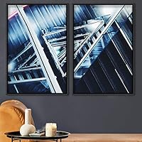 2 Piece Framed Canvas Wall Art Solid Structures Canvas Prints Home Artwork Decoration for Living Room,Bedroom - 16