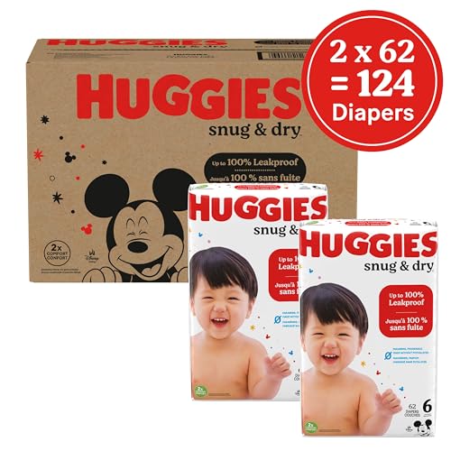 Image of Huggies Size 6 Diapers, Snug & Dry Baby Diapers, Size 6 (35+ lbs), 124 Count