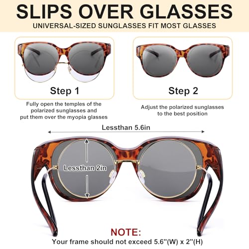Polarized Fit Over Glasses Sunglasses for Women, 2 Pack Lightweight OTG Sunglasses UV400 Protection for Driving Outdoor3
