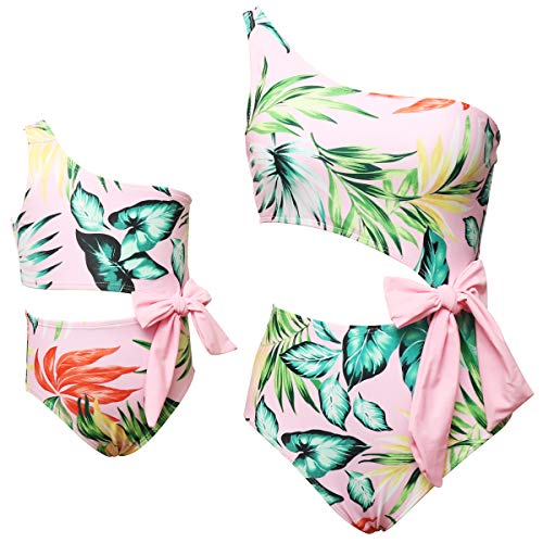 Image of JerrisApparel Family Matching Swimsuit One Piece One Shoulder Bikini Waist Swimwear