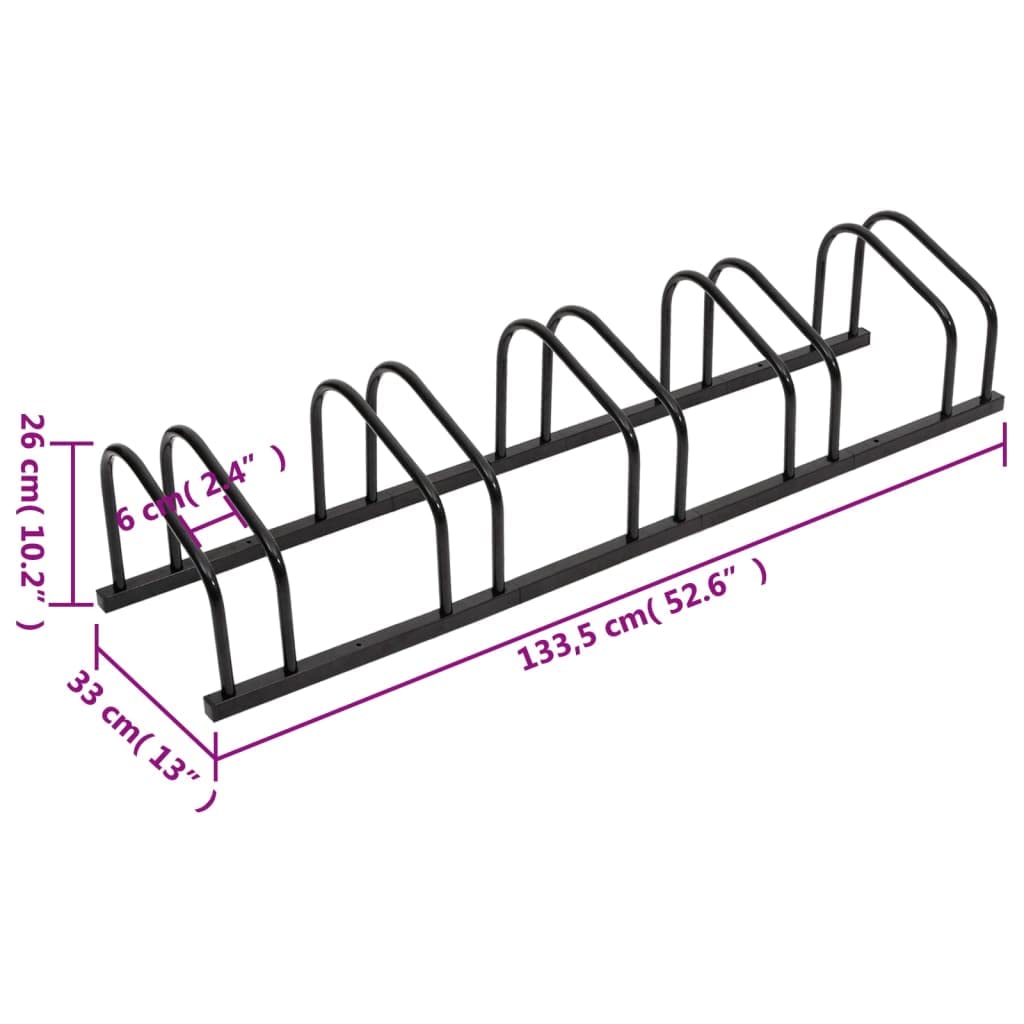 vidaXL Portabiciclette da pavimento per 5 biciclette, portabici per garage, supporto per parcheggio da pavimento per bici, in acciaio nero