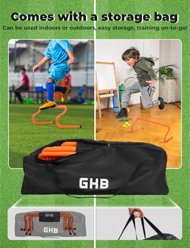 GHB Agility Hurdles 5 Pack Speed Agility Training Hurdles, Detachable Sturdy Hurdles Training Equipment Set with Carry Bag for Kids,Athletes,Soccer,Basketball