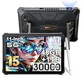 Blackview Active 12 Pro (48GB+1TB) 5G Rugged Tablet Android 15, con Proiettore, 30000mAh Robusto Tablet 11 Pollice FHD+, 400lm Luce da campeggio, 108MP+50MP, 2*2W Altoparlanti, IP68,4G,OTG,GPS,NFC,FM