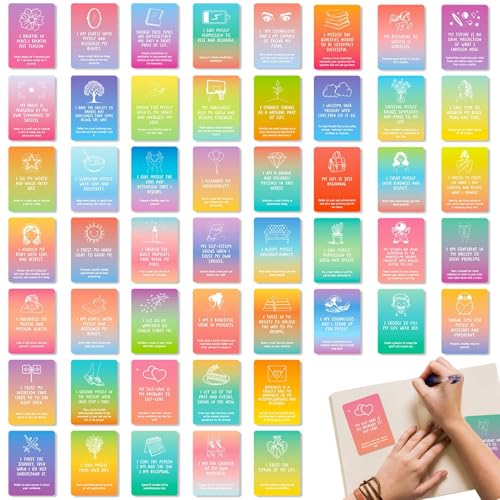 Genérico Tarjetas de meditación - 50pcs Tarjetas de afirmación | Tarjeta de motivación estética | Citas de aliento para mujeres, citas inspiradoras Saludo postal de energía