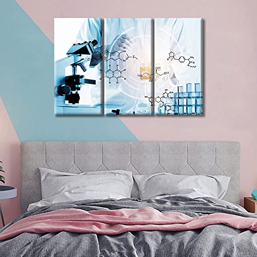 Image of TUMOVO 3 Panel Home Decor Medical Wall Decor for Living Room Laboratory Research Concept Artwork Wall Decor for Bedroom Posters and Prints Framed Ready to Hang (36 inch Wx24 H)