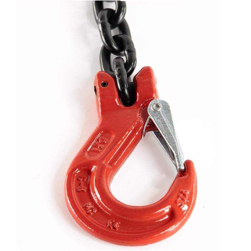 Catena di Sollevamento a 1 Braccio 6mm x 1m - Catena di Ancoraggio ad Alta Resistenza - Catena di gru Robusta Classe 8 con Gancio a Forcella