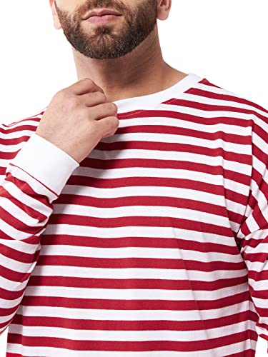 Image of GRITSTONES Men OversizedRound Neck Stripe Drop Shoulder Cotton T-Shirt
