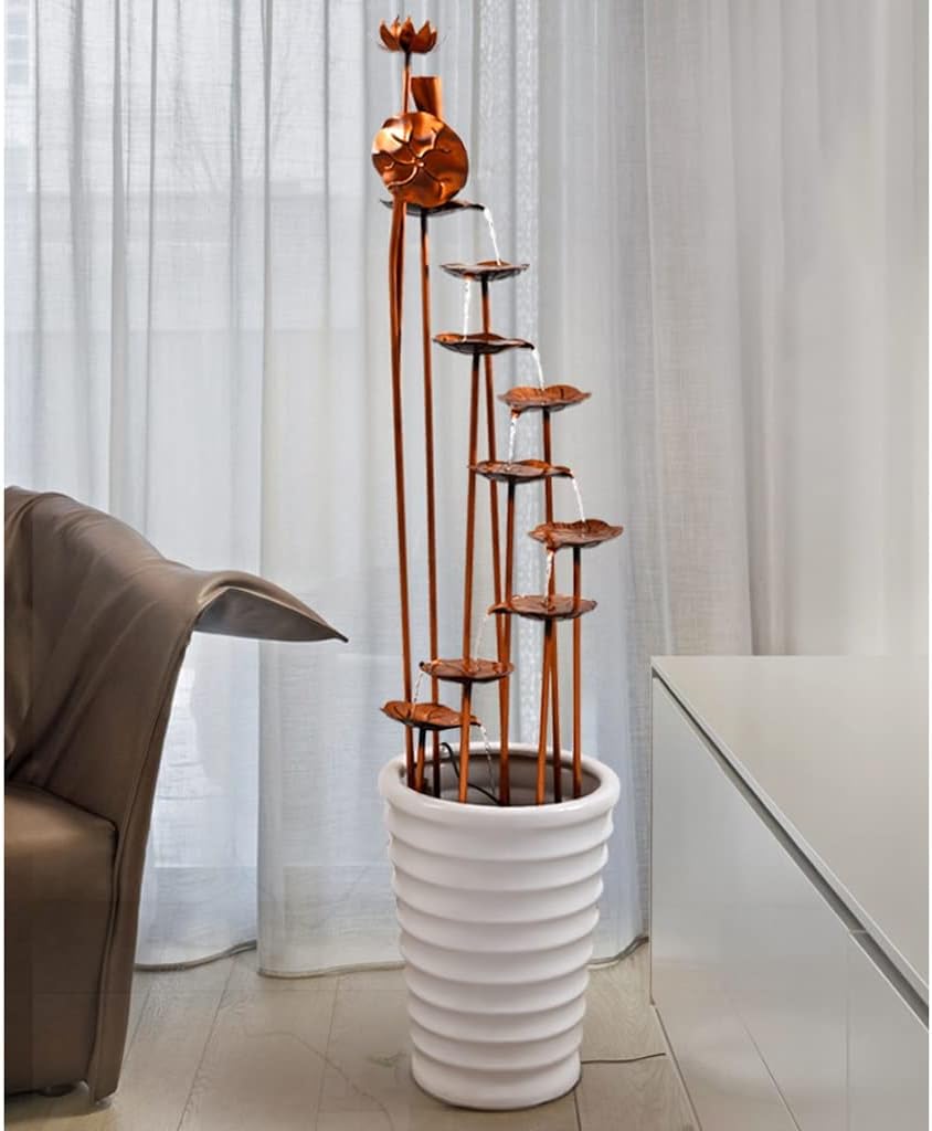 House Decorative Items Copper Flowing Water Fountain Ornaments Indoor Floor-to-Ceiling Waterfall Fountain Entrance Balcony Decoration Tabletop Waterfall Fountain (A)