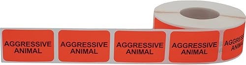 Miniatura 2 de Etiquetas veterinarias de animales agresivos de 1 x 1.5 pulgadas, 500 calcomanías en total