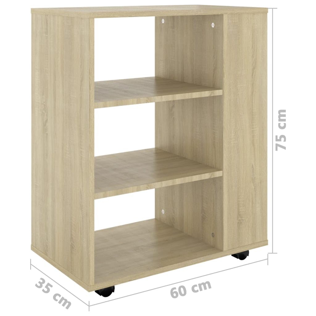 vidaXL Rollcontainer Büroschrank Sonoma-Eiche 60x35x75cm Holzwerkstoff