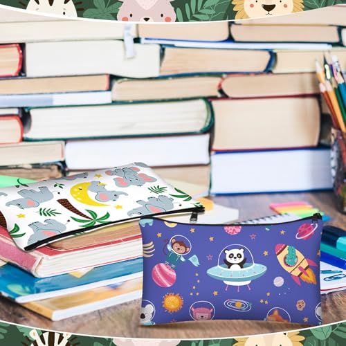 Image of Affrolling 36 Pcs Cartoon Animal Pencil Case Bulk Cute Cartoon Pencil Pouch Multicolor Canvas Pen Bag Organizer with Zipper Stationery Back to School Supplies(Funny)