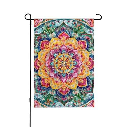 Boho Mandala Garden Flag 12 x 18 Inch Outdoor Yard Flag Decorative Garden Flags for Outside Seasonal Lawn Patio Porch Farmhouse Garden Home Decor,A-2844