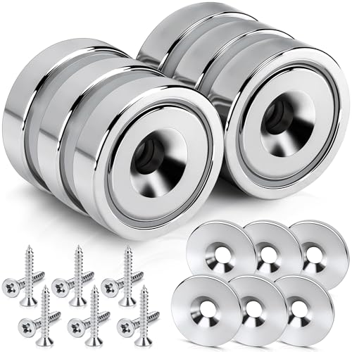SENSEI Magnet zum Anschrauben (16x5 mm 6 kg) Starker Möbelmagnet ideal für Schranktüren Inkl. Schrauben 6er Set mit Metallunterlegscheiben