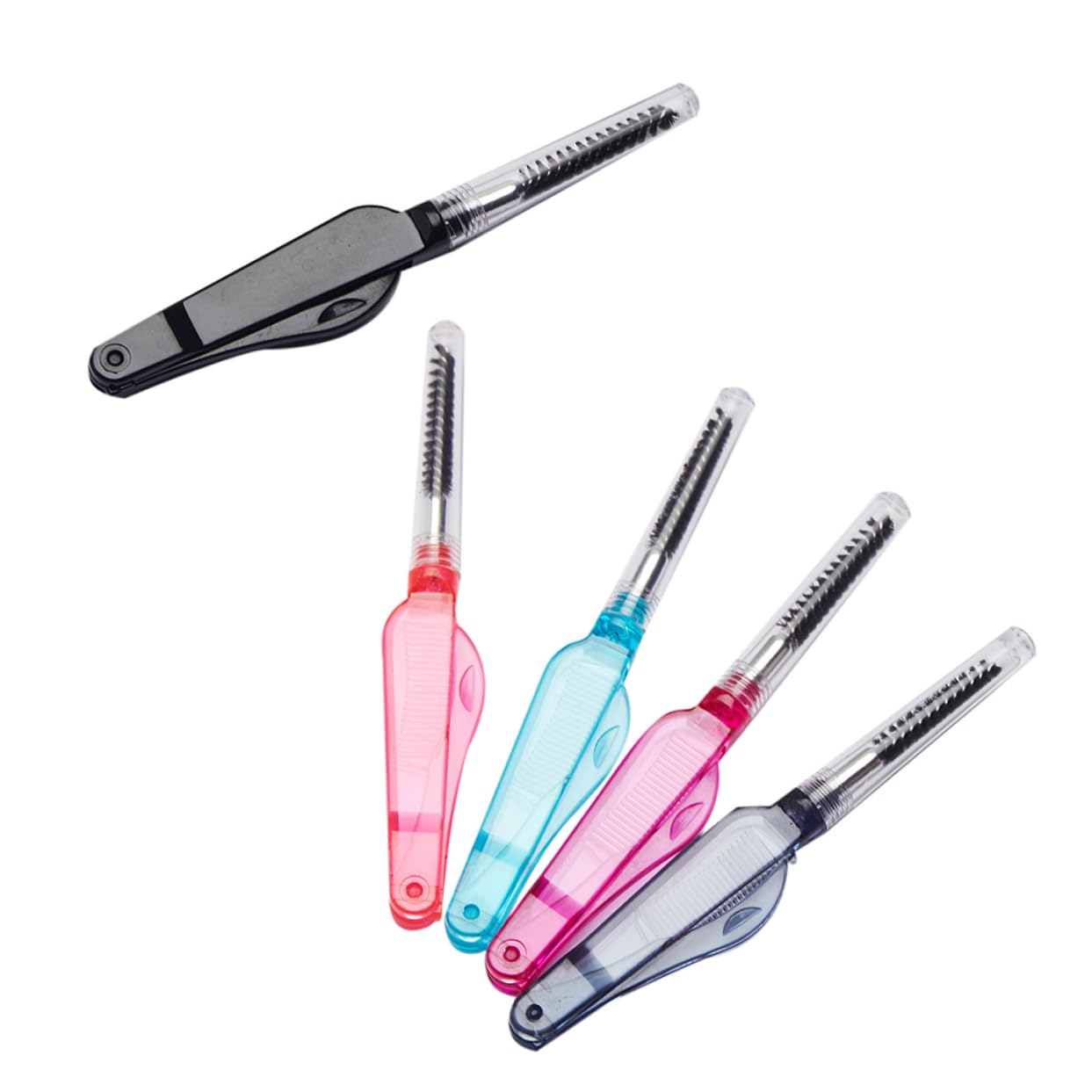 HONMEET 10pcs Folding Eyelash Brow Combs Portable Makeup Brush Set for Grooming Travel Home